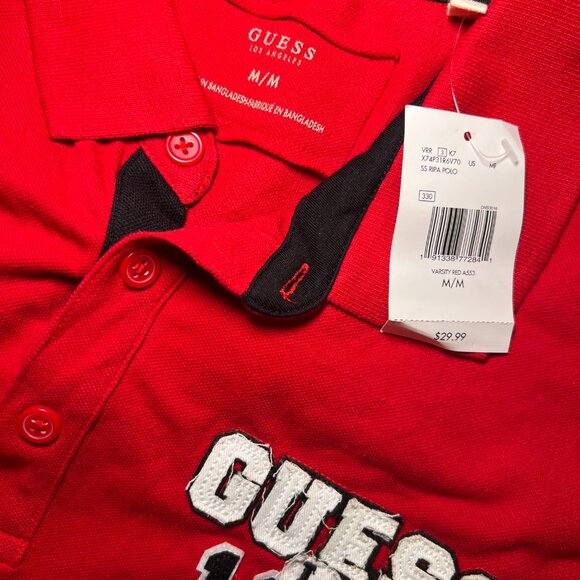guess 1981 LA red polo shirt mens size medium - Picture 2 of 3